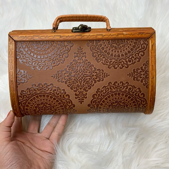 Handbags - Vintage Wood Hand Carved Purse